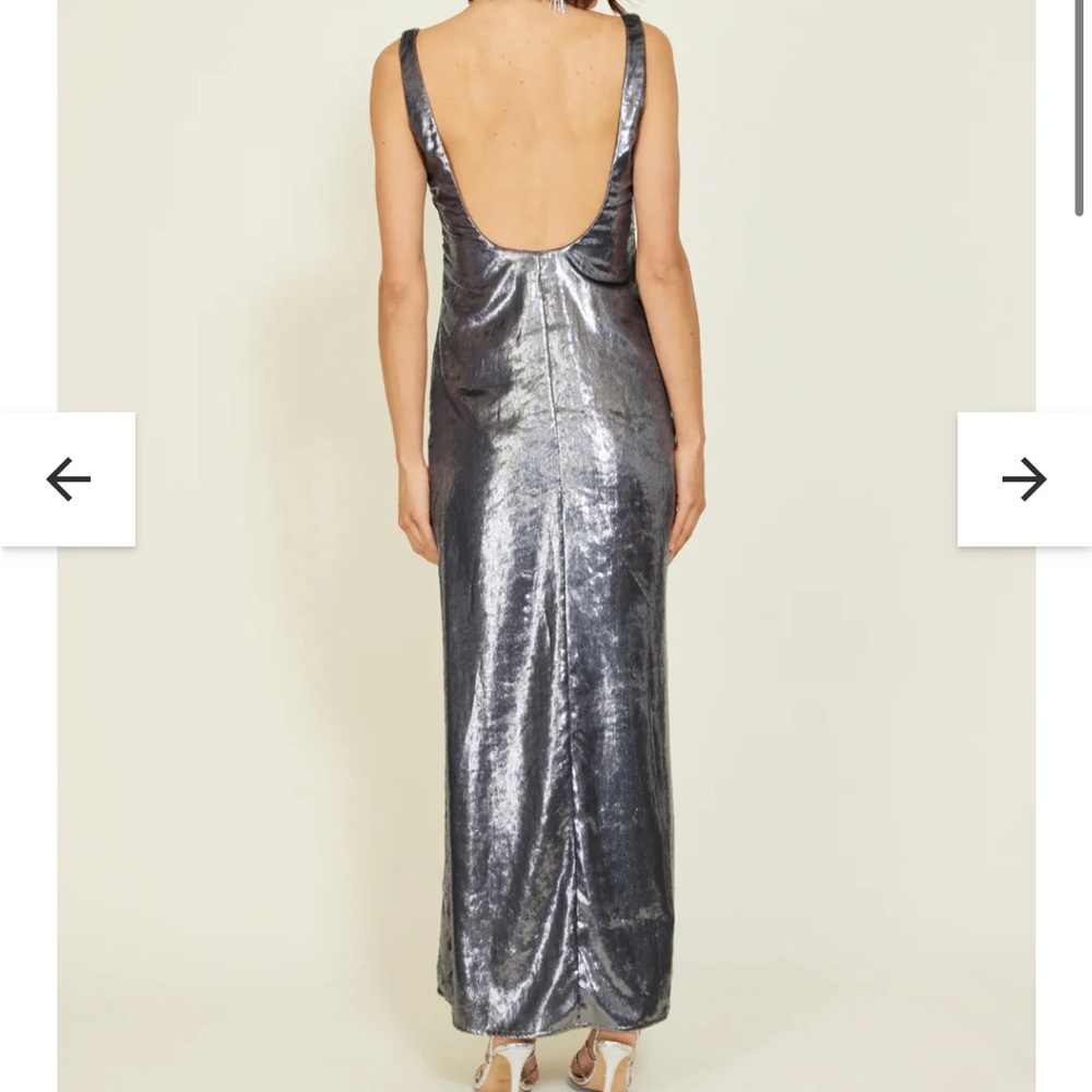 Line+Dot Silver Velvet Maxi Dress - Picture 3 of 6